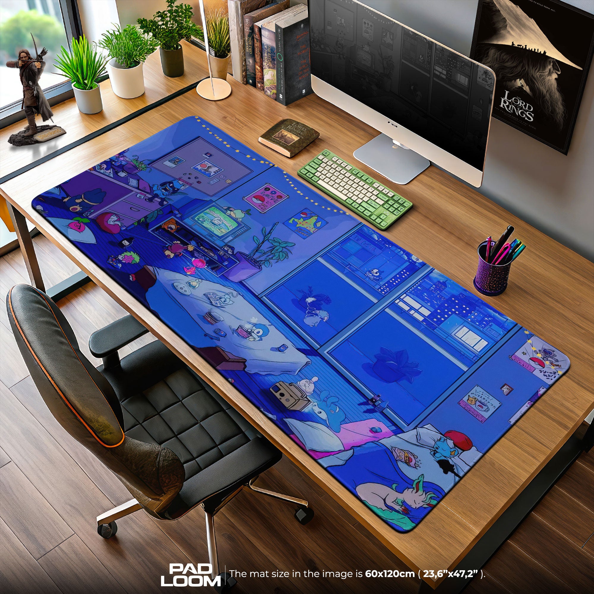 Cozy Pokémon Mouse Pad, Kanto Night Gaming Desk Mat