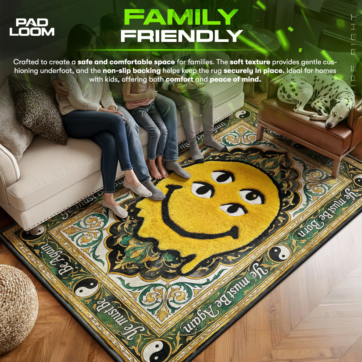 CPFM area rug showing full home decor artwork
