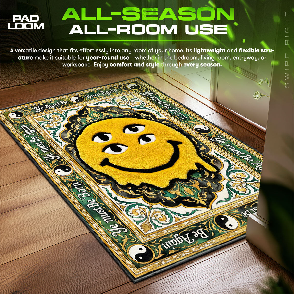 CPFM Born Again Melting Smiley Floor Decor fan rug — premium quality print