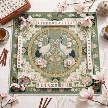Crane Peony Medallion Mahjong Mat – neoprene mah jongg table mat