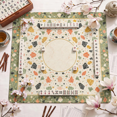 Cream Grid Minimalist Mahjong Mat - Mah Jongg Mat