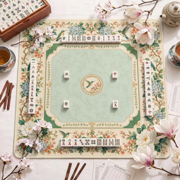 Cream Hummingbird Mahjong Mat – neoprene mah jongg table mat