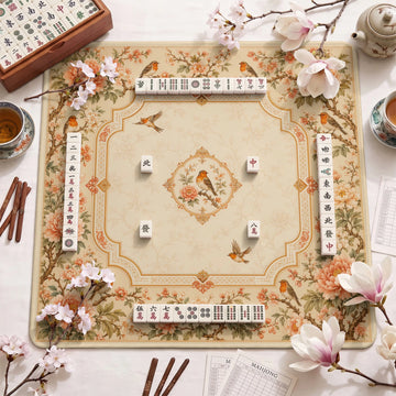 Cream Robin Mahjong Mat – neoprene mah jongg table mat