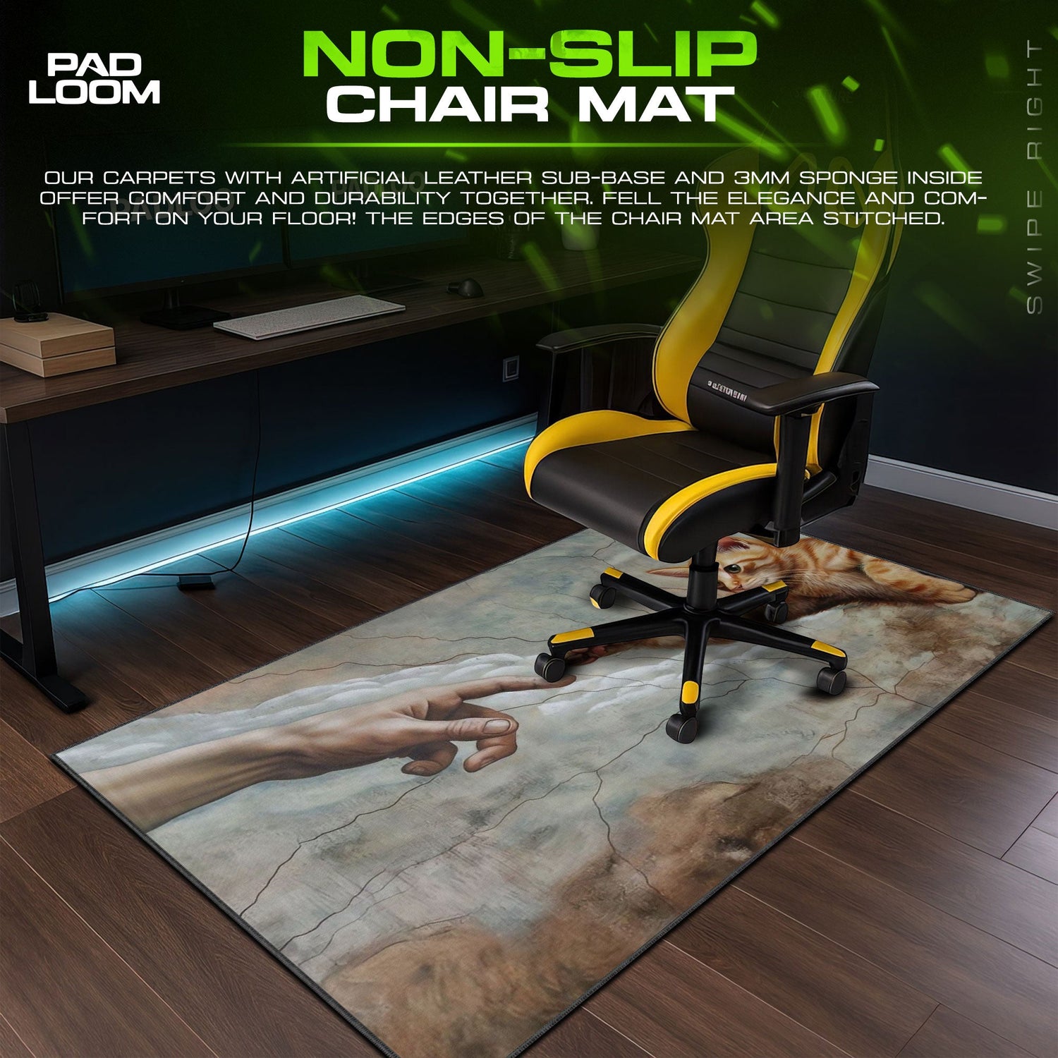 Creation Cat Art Mouse Pad, Renaissance Gaming Desk Mat Padloom