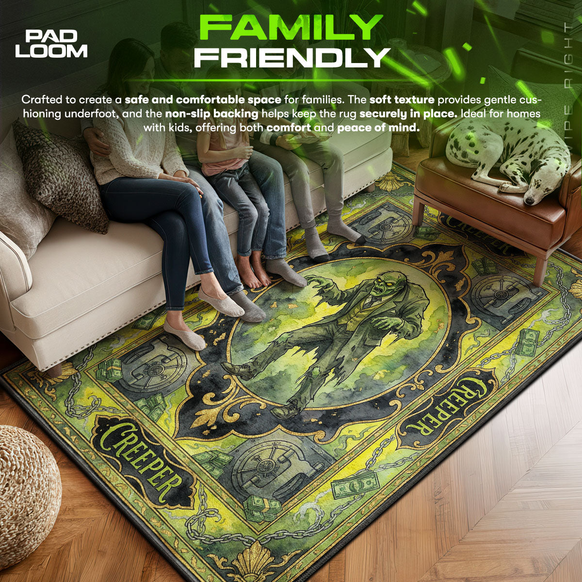Area character design printed on rug