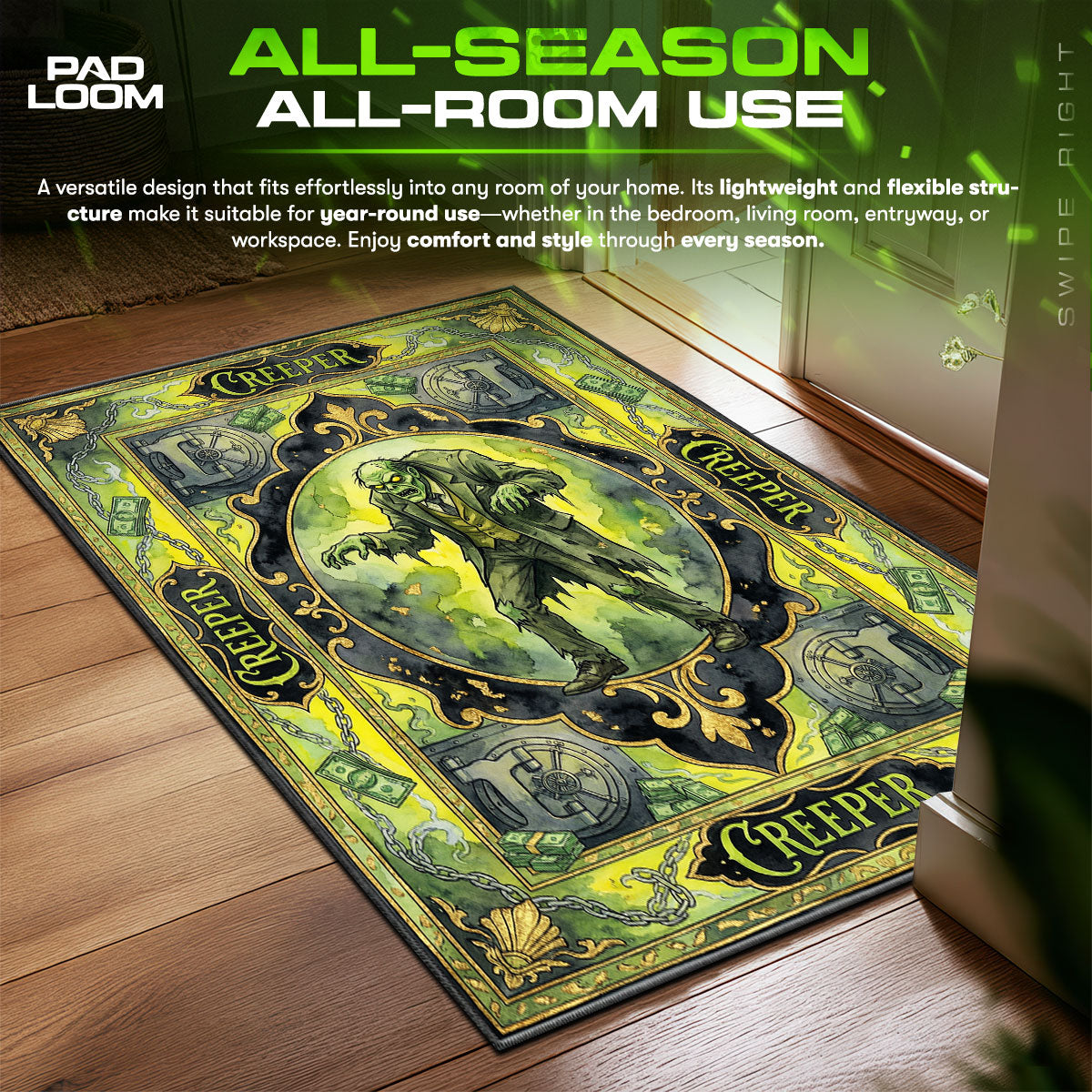 Detailed close-up of Creeper rug pattern