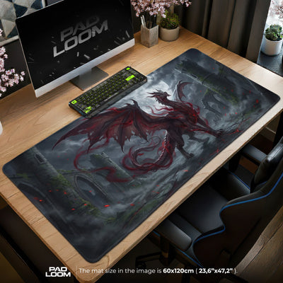 Crimson Dragon Moonrise Mouse Pad - Monster Hunter Desk Mat