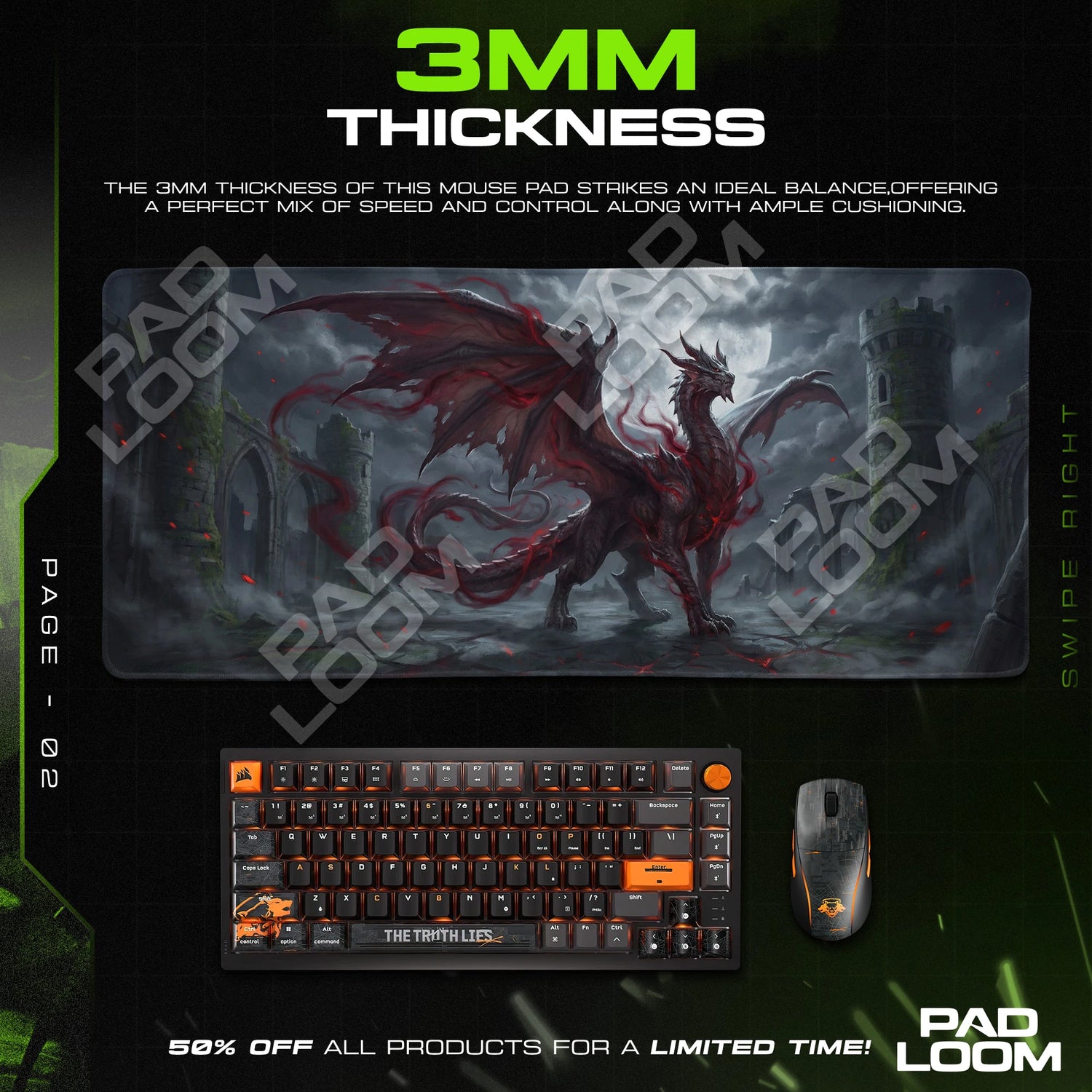 Crimson Dragon Moonrise Mouse Pad - Monster Hunter Desk Mat