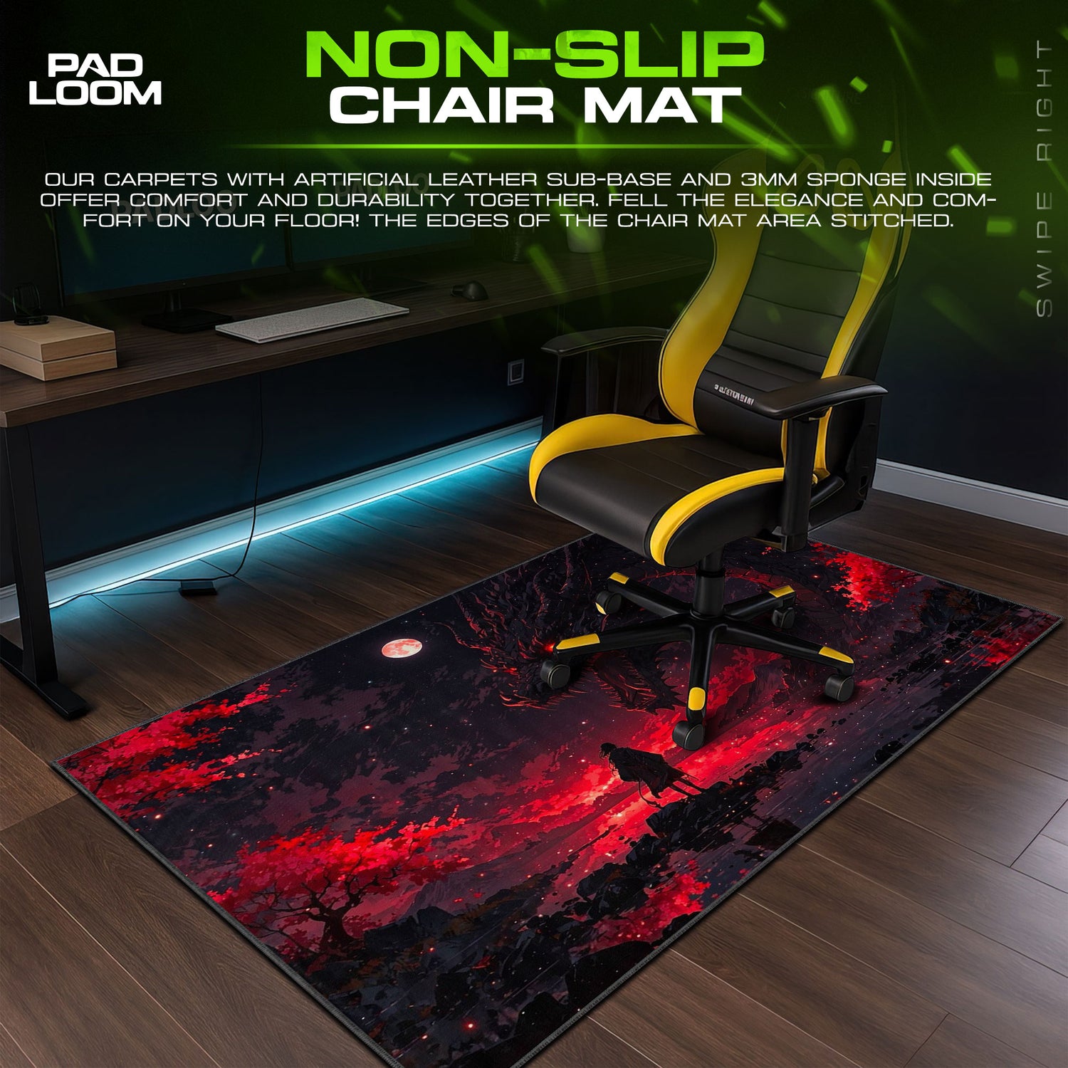 Crimson Dragon Mouse Pad - Moonlit Inferno Anime Desk Mat - Padloom