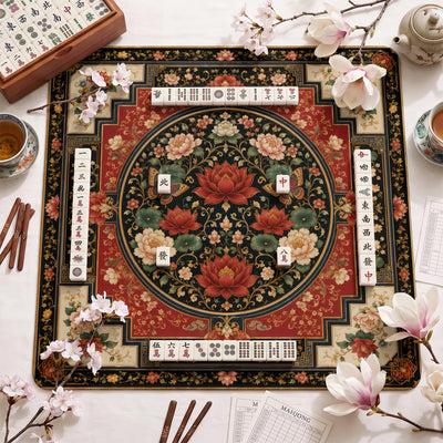 Crimson Lotus Mahjong-Matte - Mah-Jongg Tischmatte