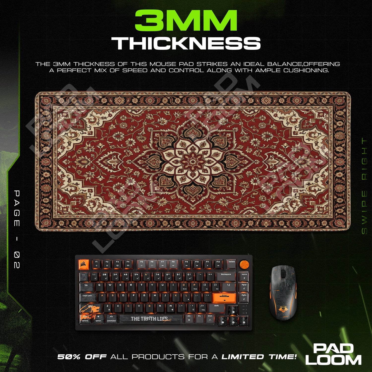 Crimson Medallion Rug Mouse Pad - Persian Desk Mat