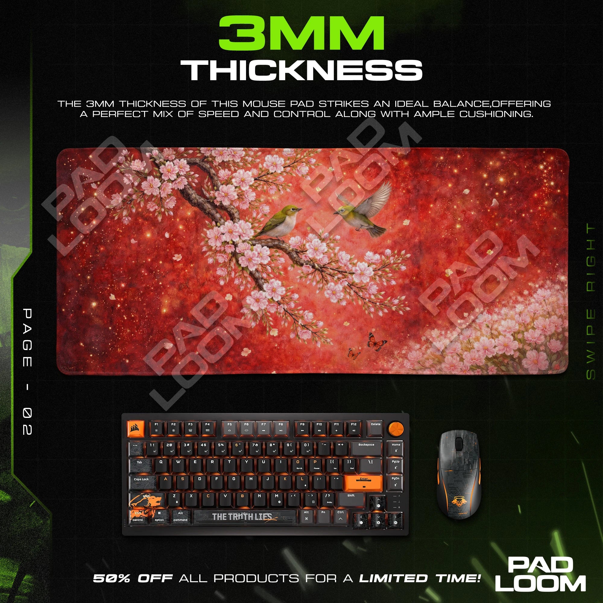 Crimson Sakura artwork close-up on the mouse pad surface