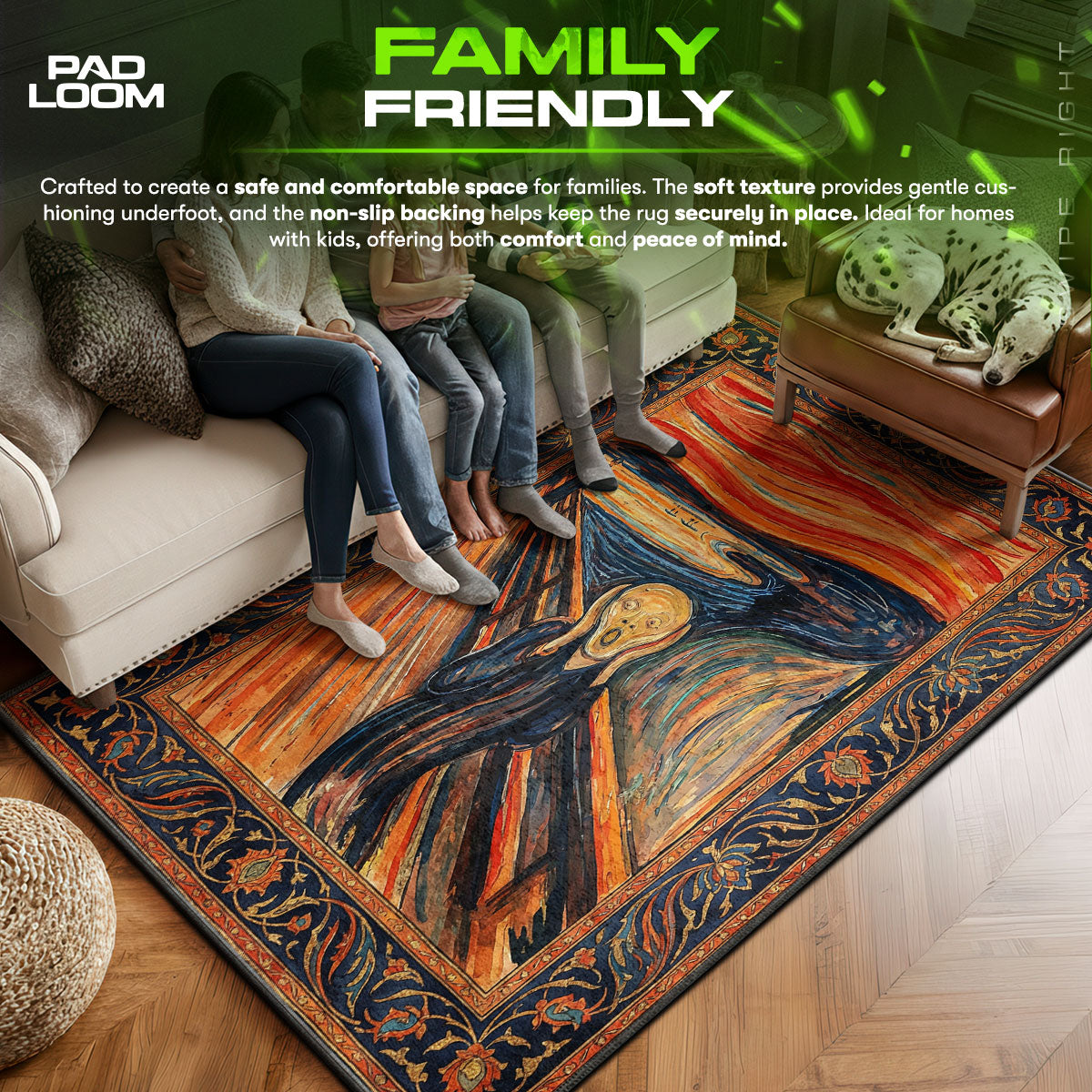 Area character design printed on rug