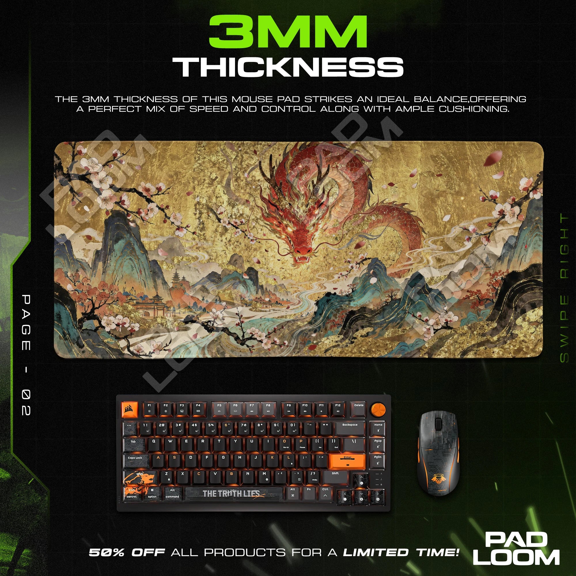 Crimson Sky Dragon Mouse Pad - Chinese Art Desk Mat