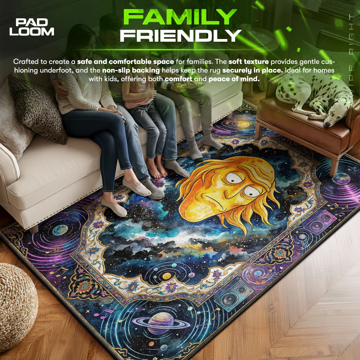 Area character design printed on rug
