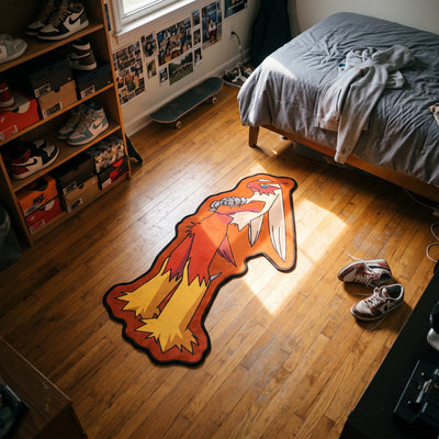 Crossed Arms Blaziken Rug - Shaped Anime Area Rug