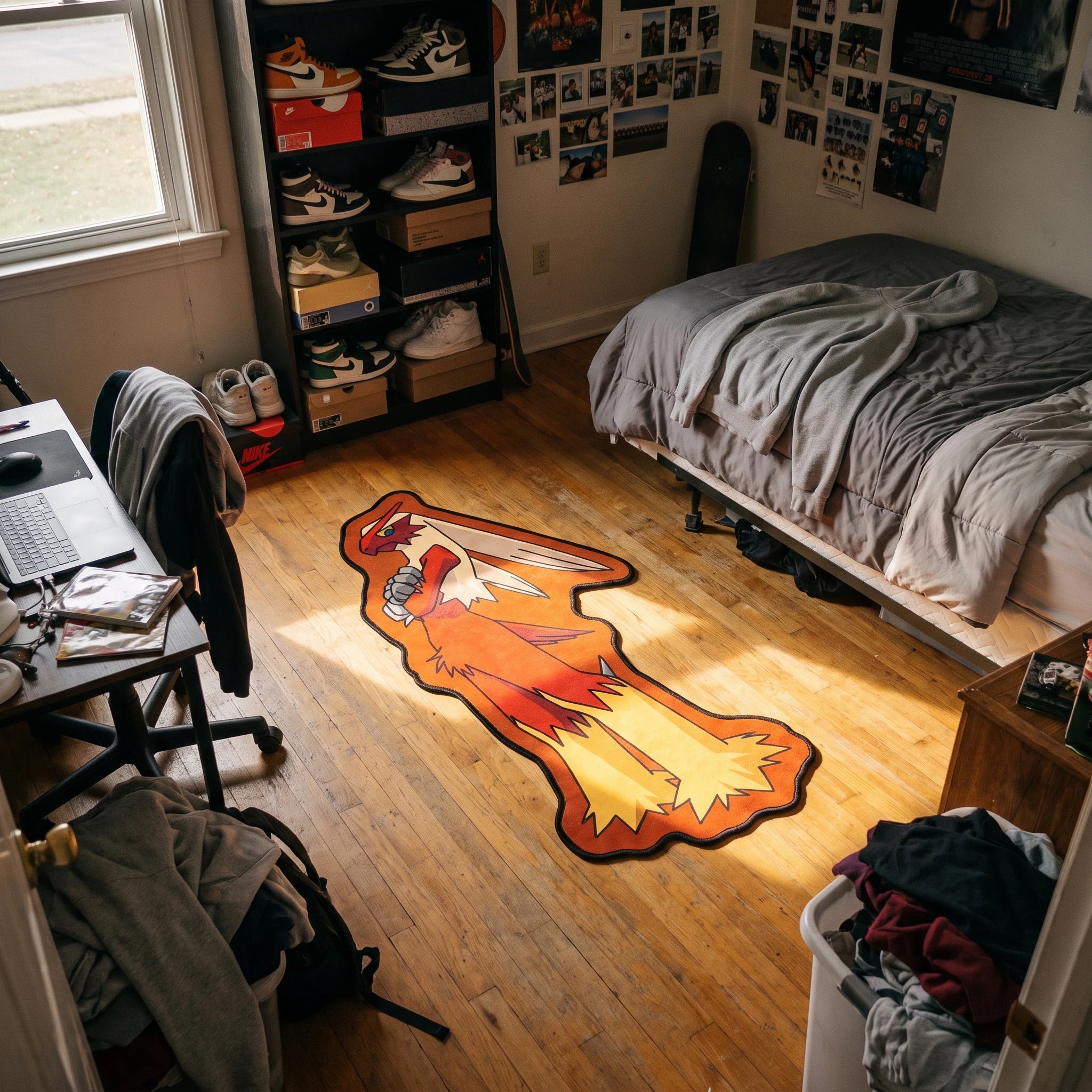 Crossed Arms Blaziken Rug - Shaped Anime Area Rug
