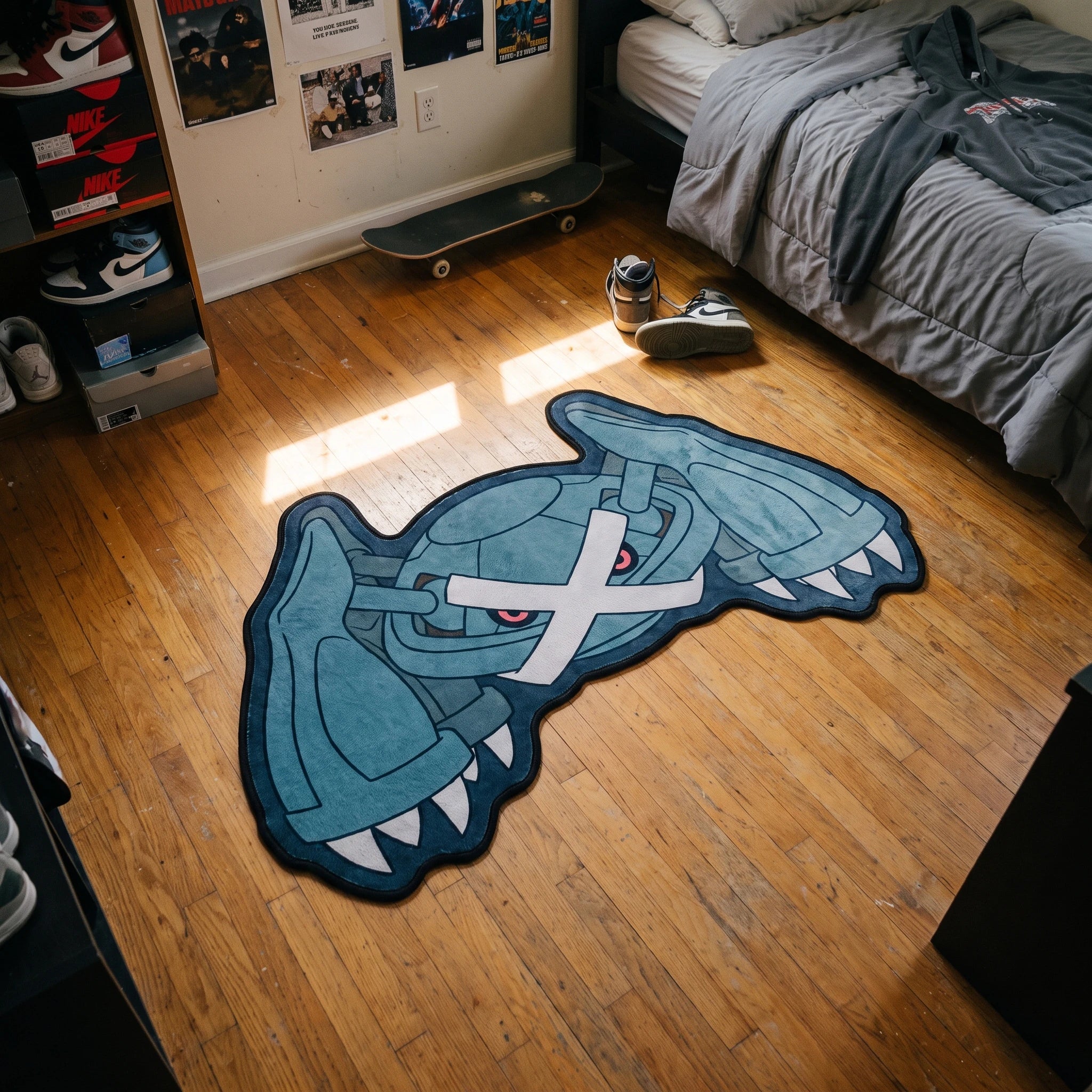 Crouching Metagross Rug - Shaped Anime Area Rug