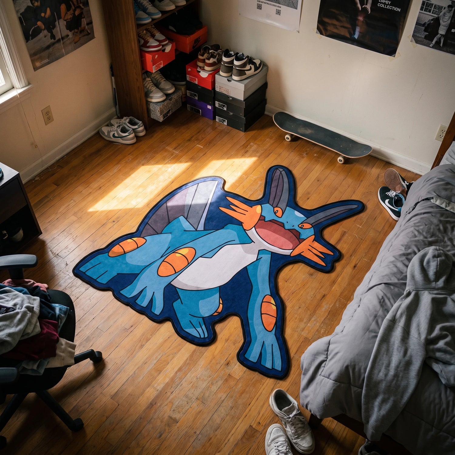 Crouching Swampert Rug - Shaped Anime Area Rug