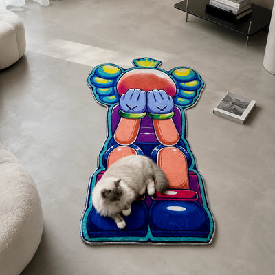 Crowned Kaws Rug - Shaped Man Cave Area Rug