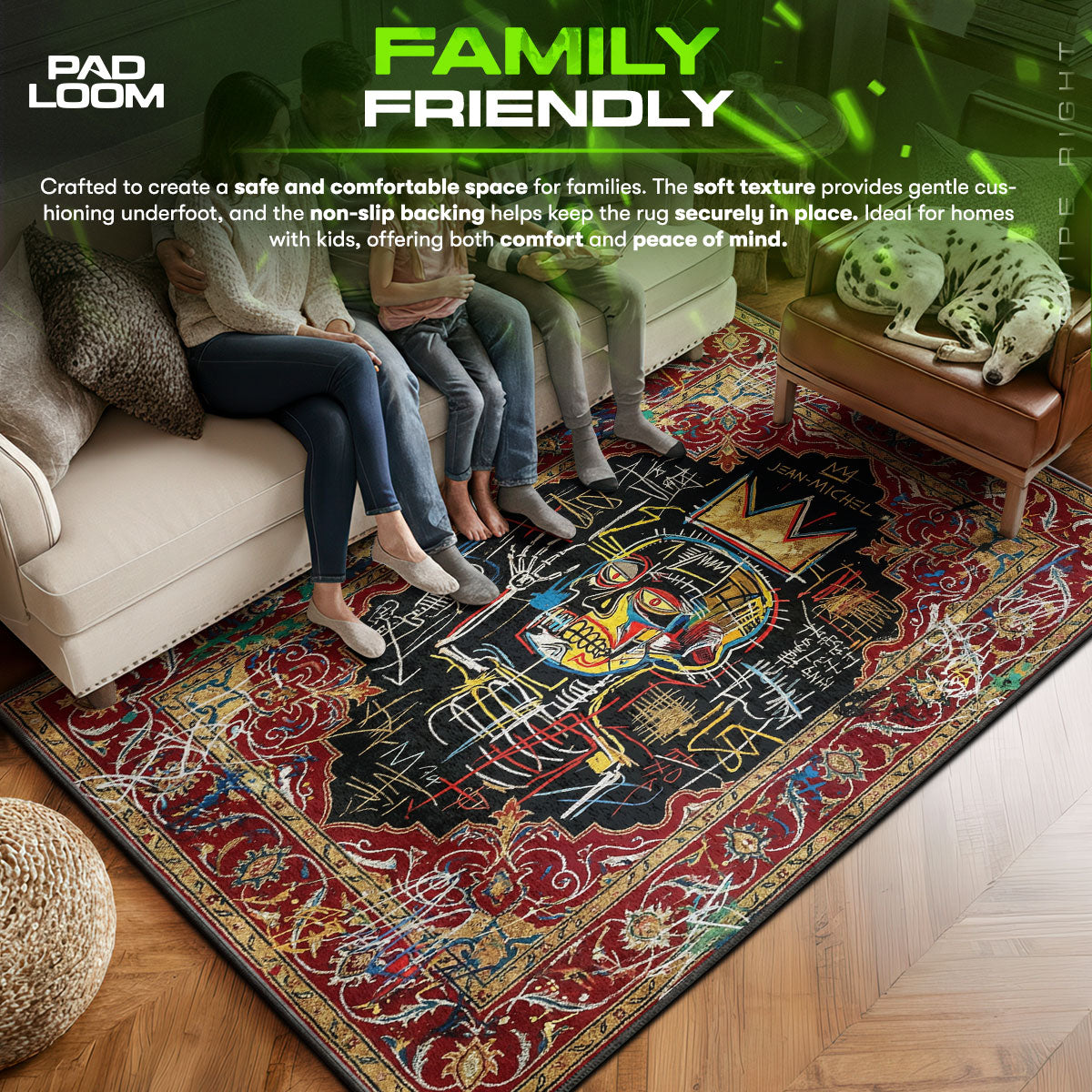 Area character design printed on rug