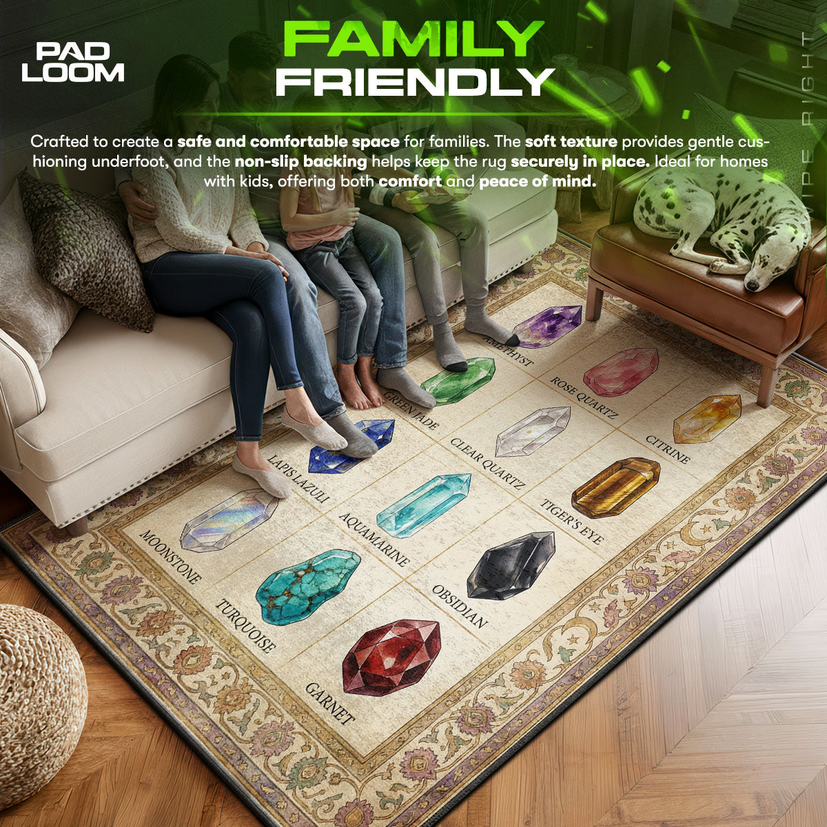 Floor character design printed on rug