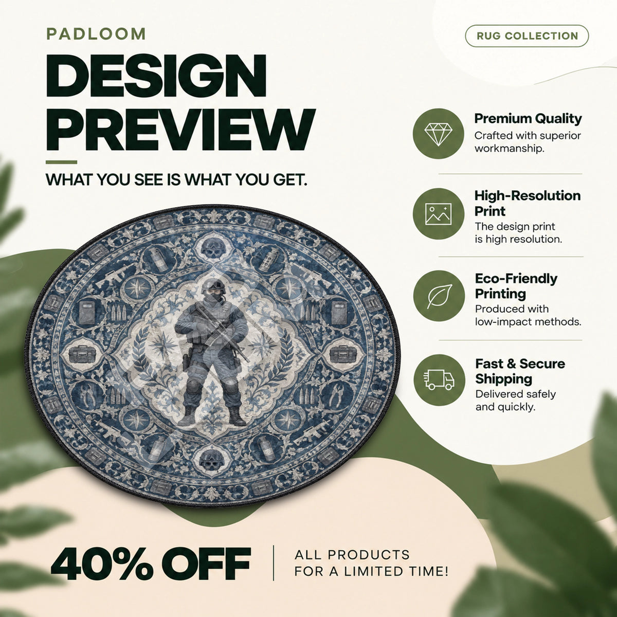 CT Operator Medallion Round Rug - Counter Strike Chair Mat
