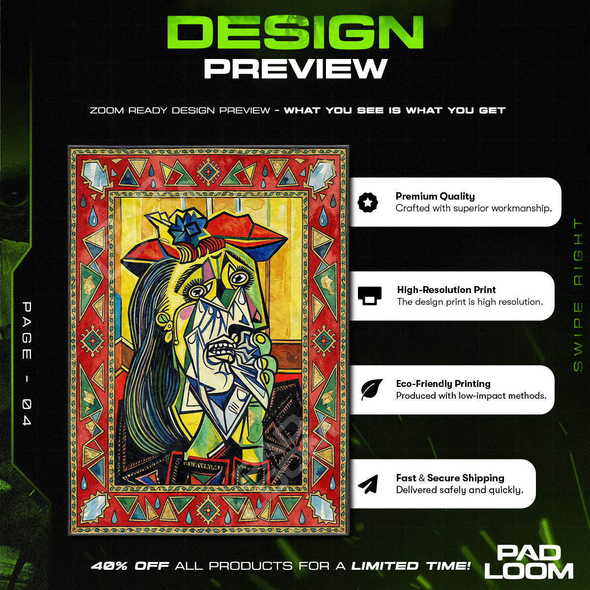 Cubist Weeping Portrait Art Area rug — main product view