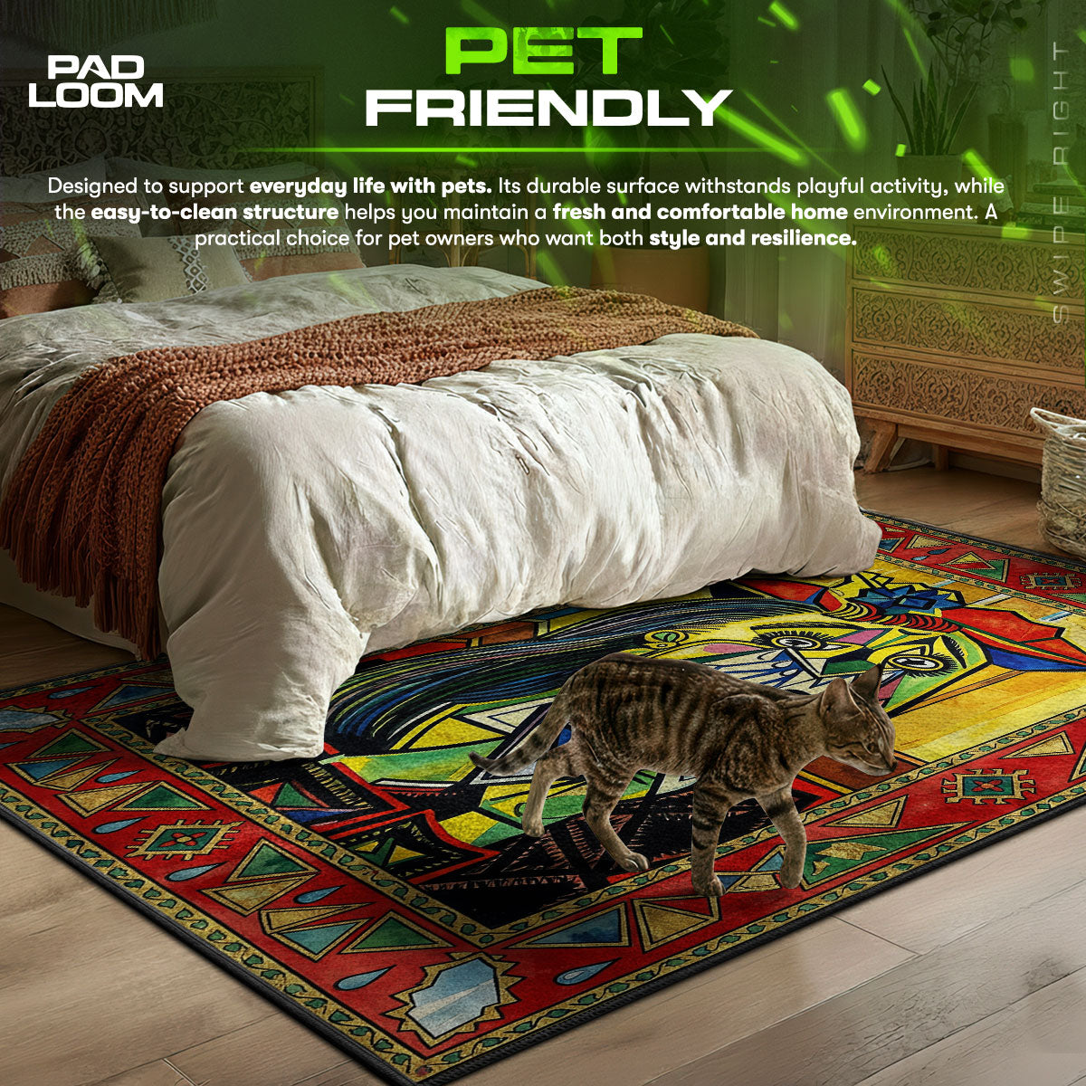 Cubist Weeping themed area rug for Modern fans