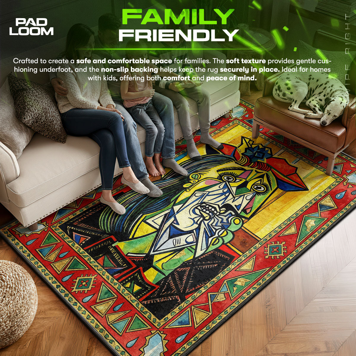 Area character design printed on rug