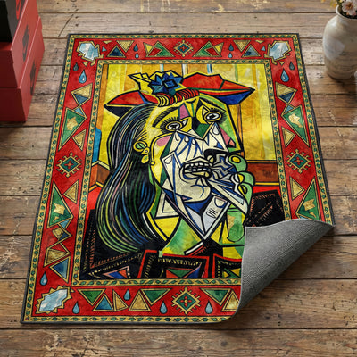 Cubist Weeping Portrait Rug — Modern Art Area Rug
