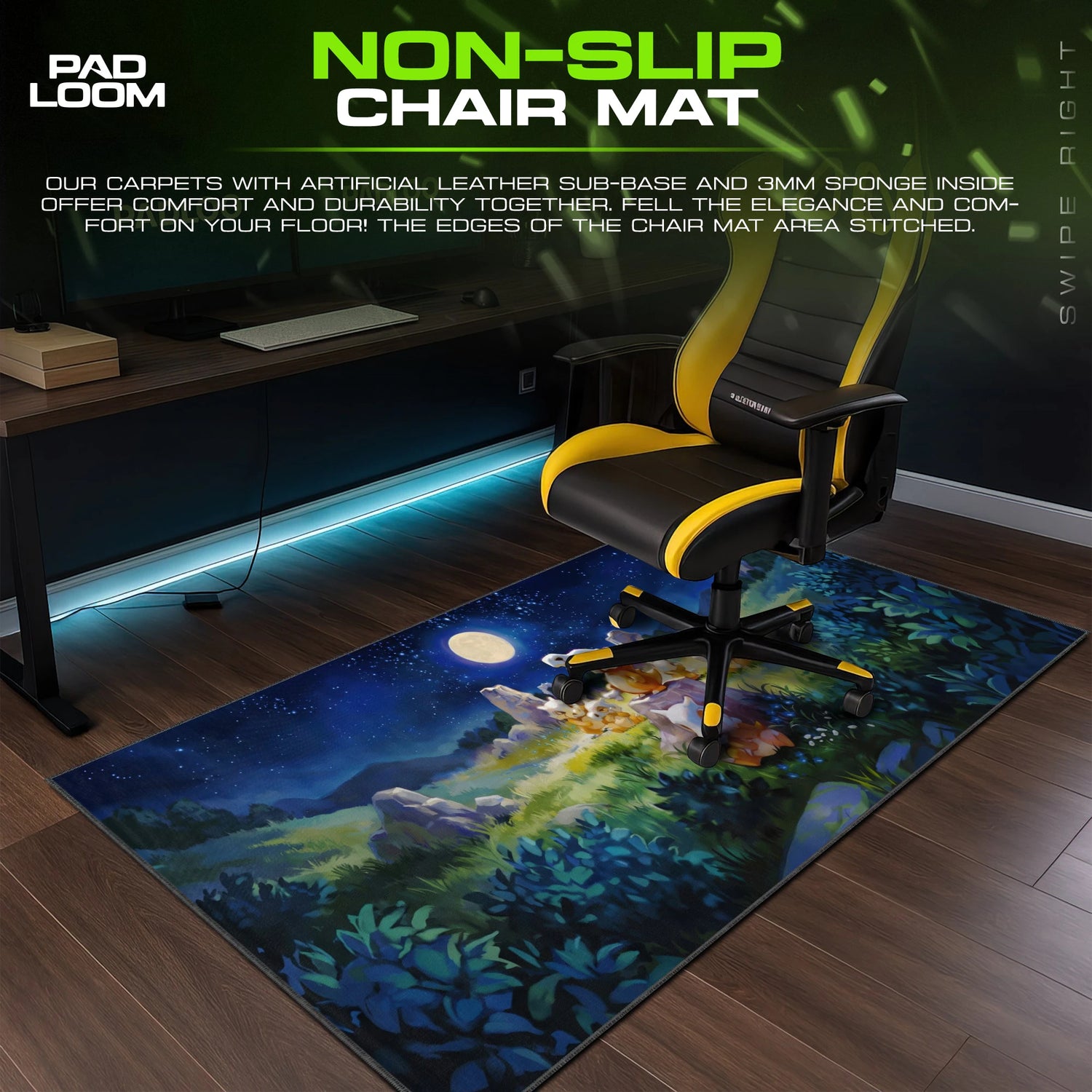 Cubone Moonlight – stitched-edge, non-slip mouse pad detail