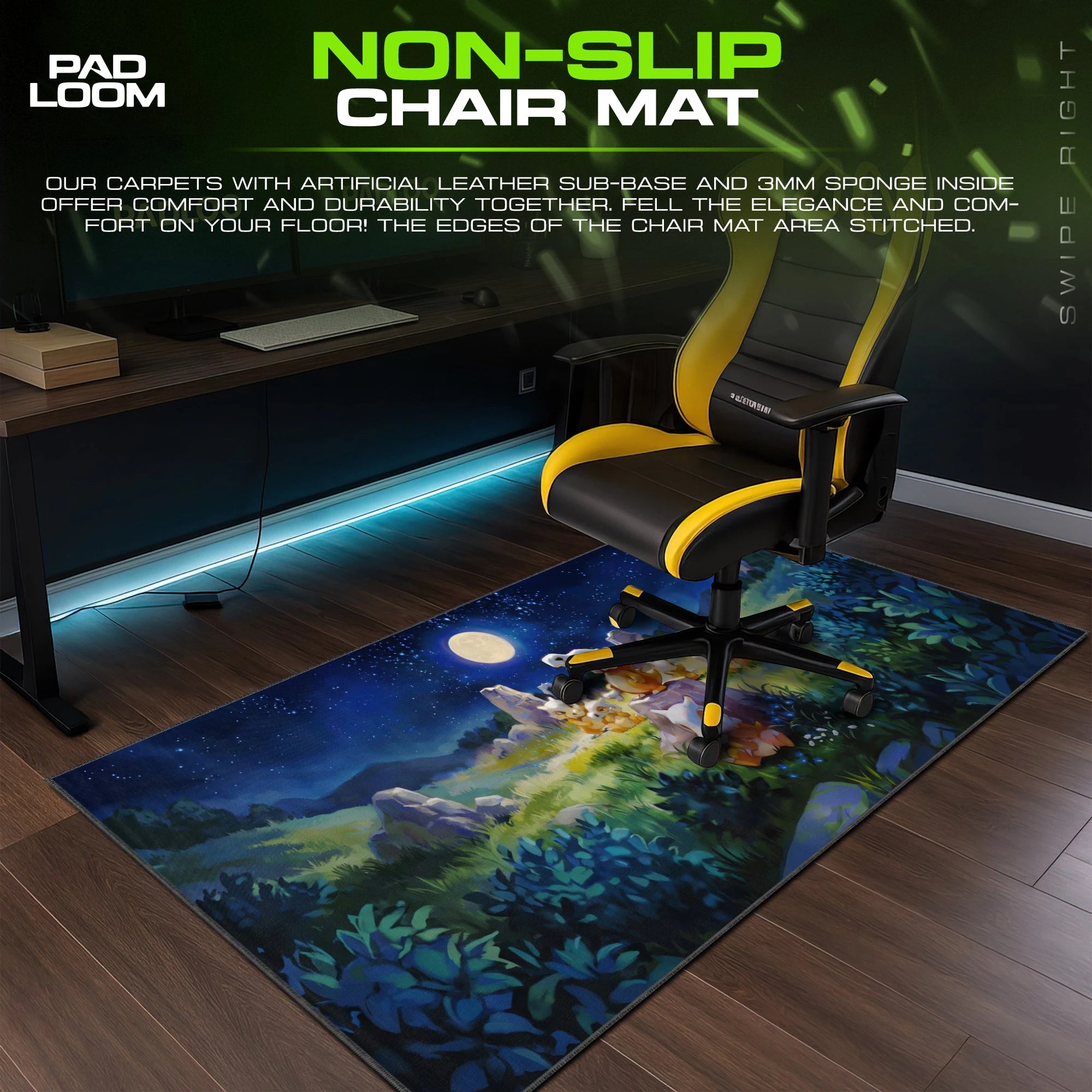 Cubone Moonlight – stitched-edge, non-slip mouse pad detail