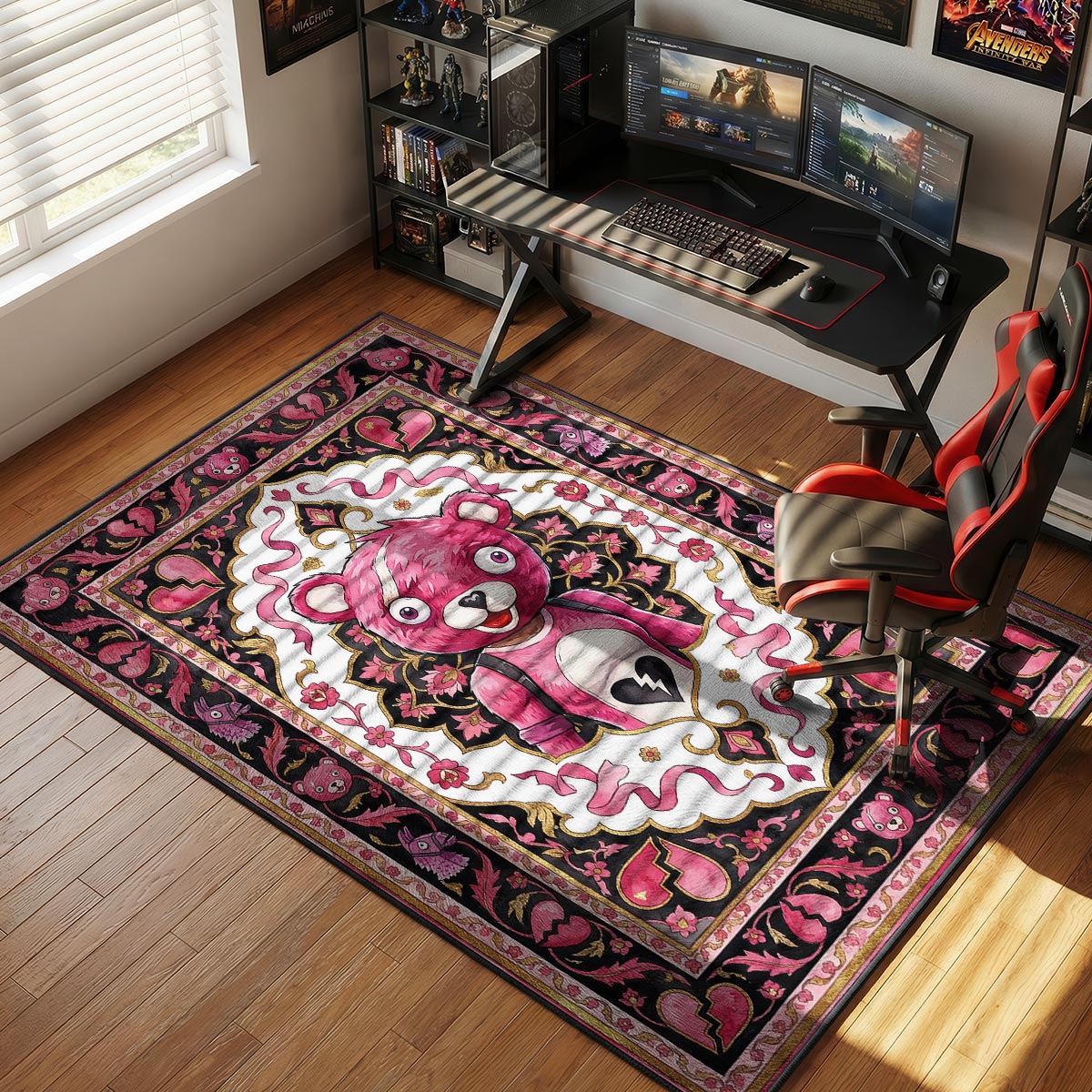Cuddle Team Leader Pink Heart Rug - Fortnite Chair Mat