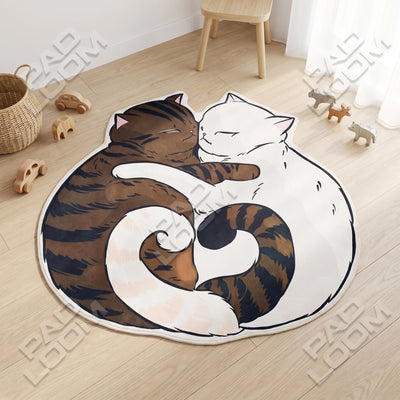Cuddling Cats Rug - Shaped Kids Room Area Rug