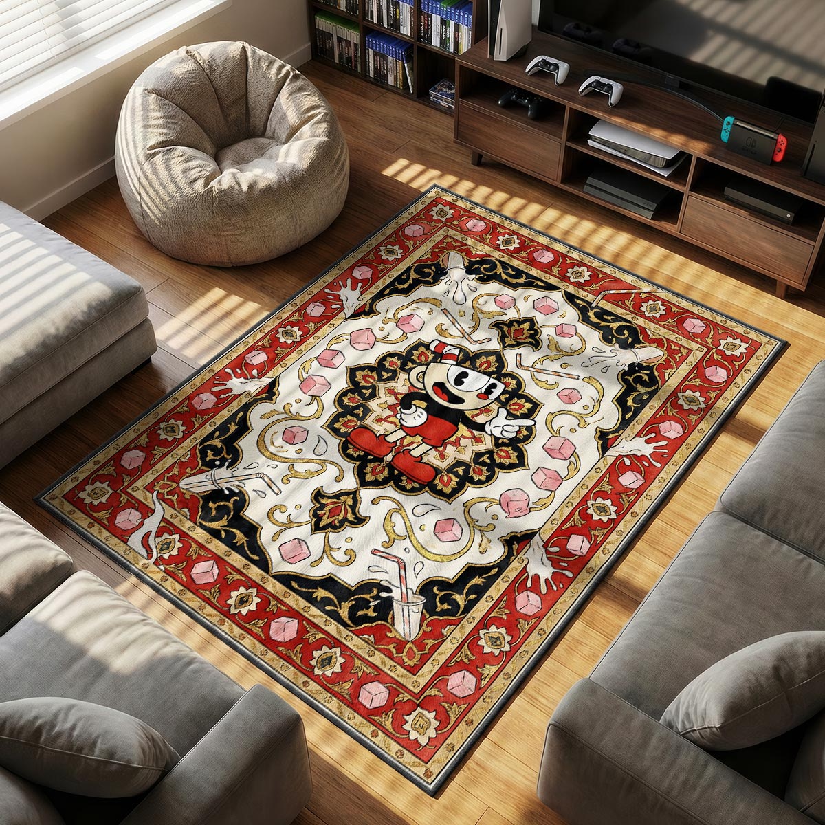 Cuphead Vintage Dice Rug - Cuphead Chair Mat