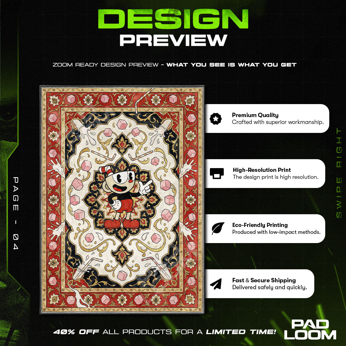 Cuphead Vintage Dice Rug - Cuphead Chair Mat