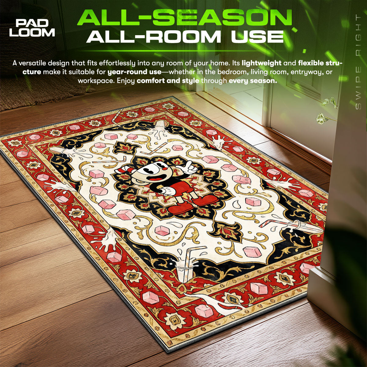 Cuphead Vintage Dice Rug - Cuphead Chair Mat