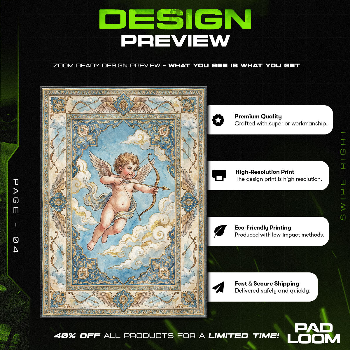 Cupid's Arrow Valentine's Day Cherub Area rug — main product view