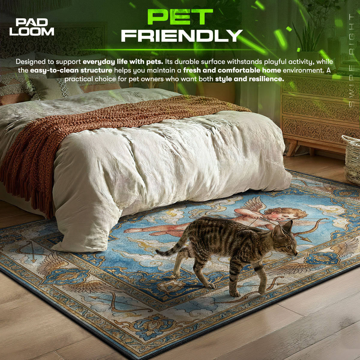 Cupid's Arrow themed area rug for home decor fans