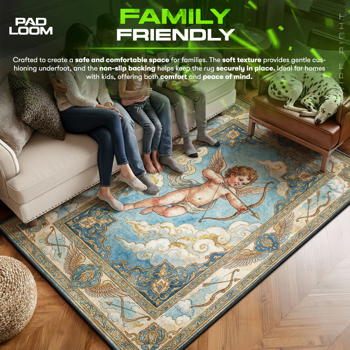 Area character design printed on rug