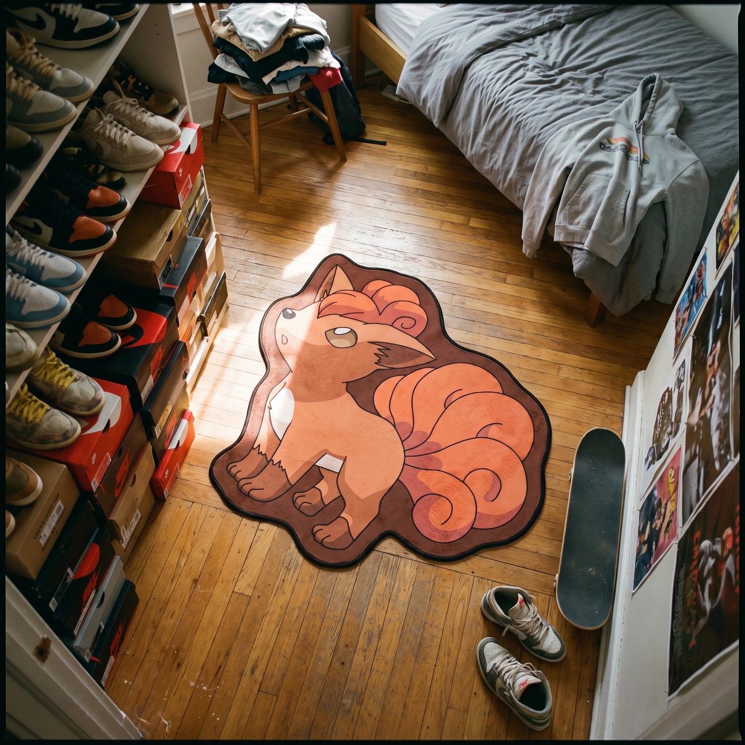 Curled Vulpix Rug - Shaped Anime Bedroom Area Rug