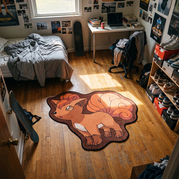 Curled Vulpix Rug - Shaped Anime Bedroom Area Rug
