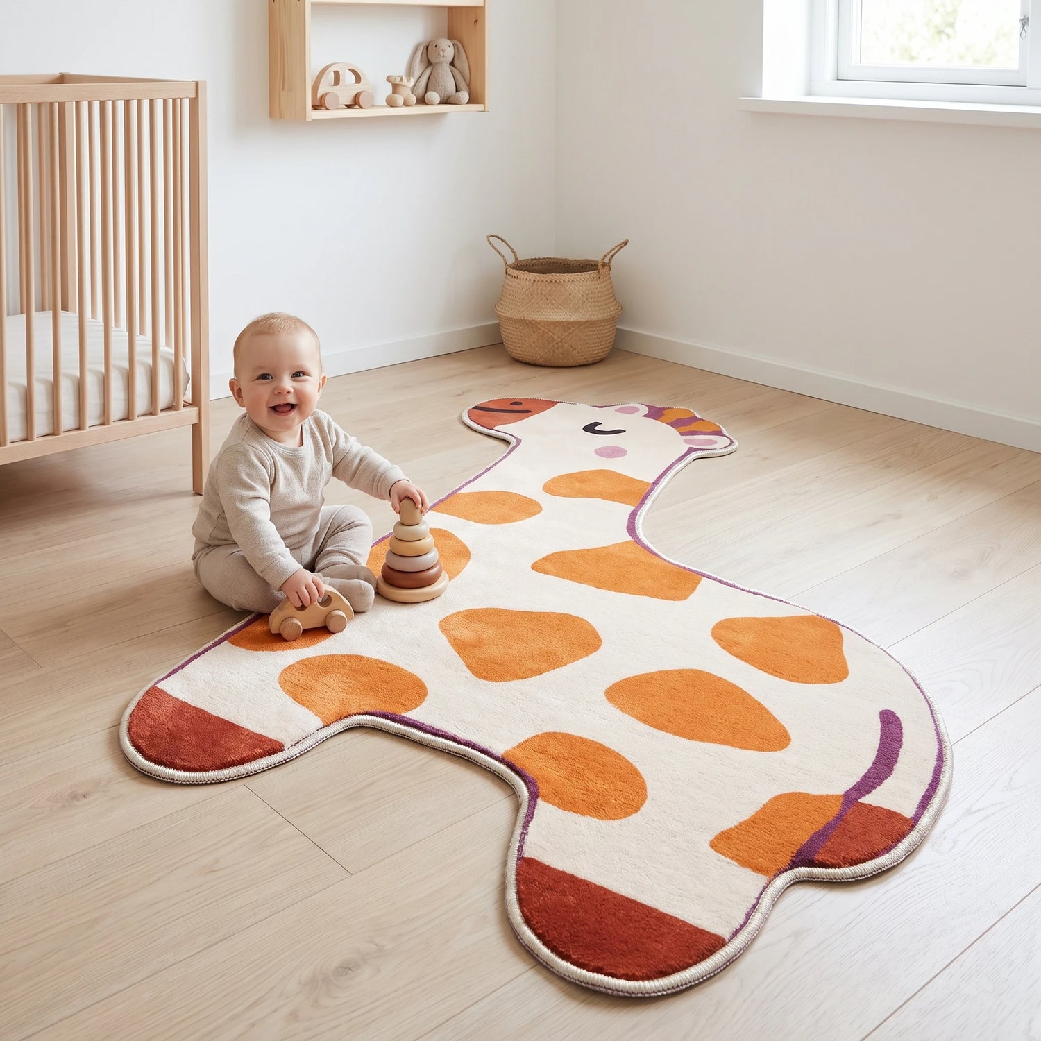 Cute Giraffe Rug - Shaped Kids Room Area Rug