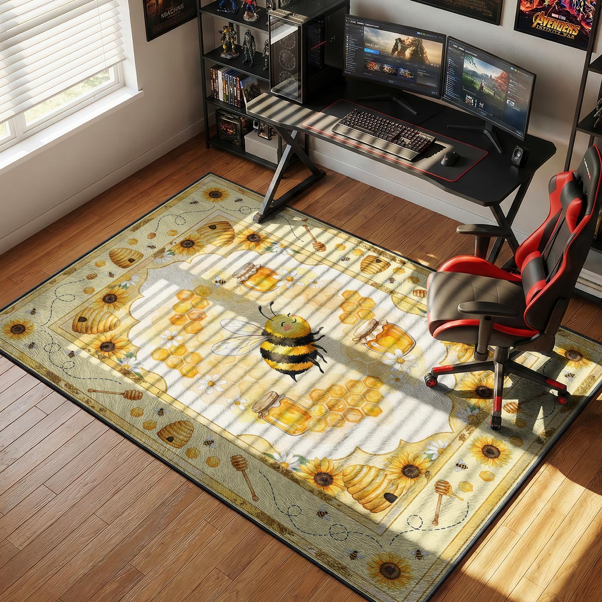 Cute Honey Bee Rug - Sunflower & Honey Kids Room Mat