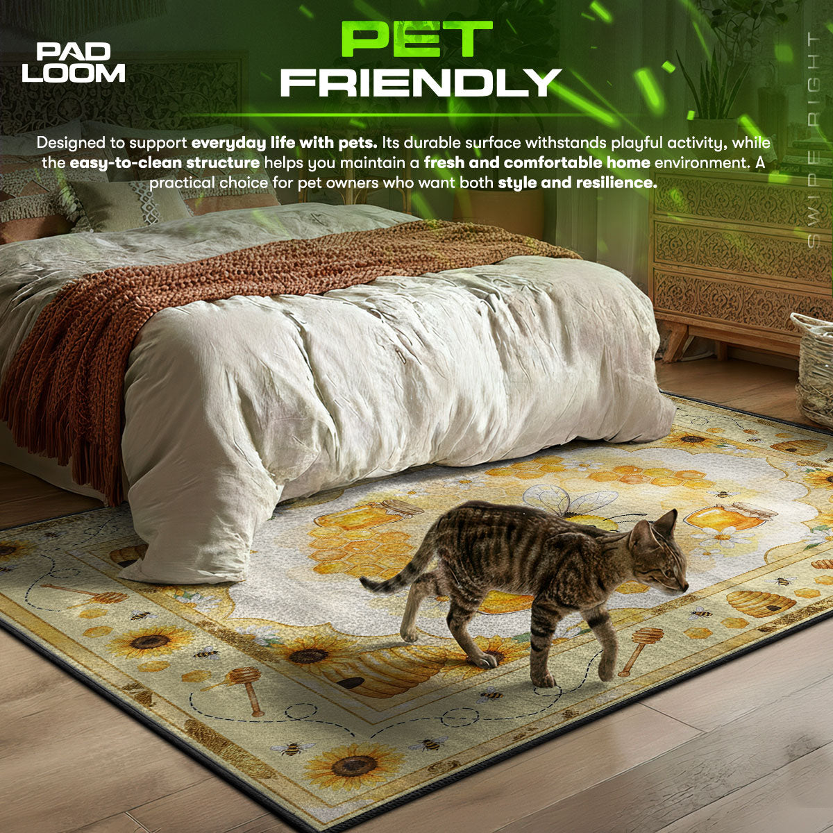 Cute Honey Bee Rug - Sunflower & Honey Kids Room Mat