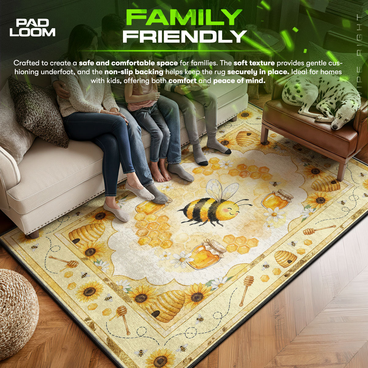 Cute Honey Bee Rug - Sunflower & Honey Kids Room Mat