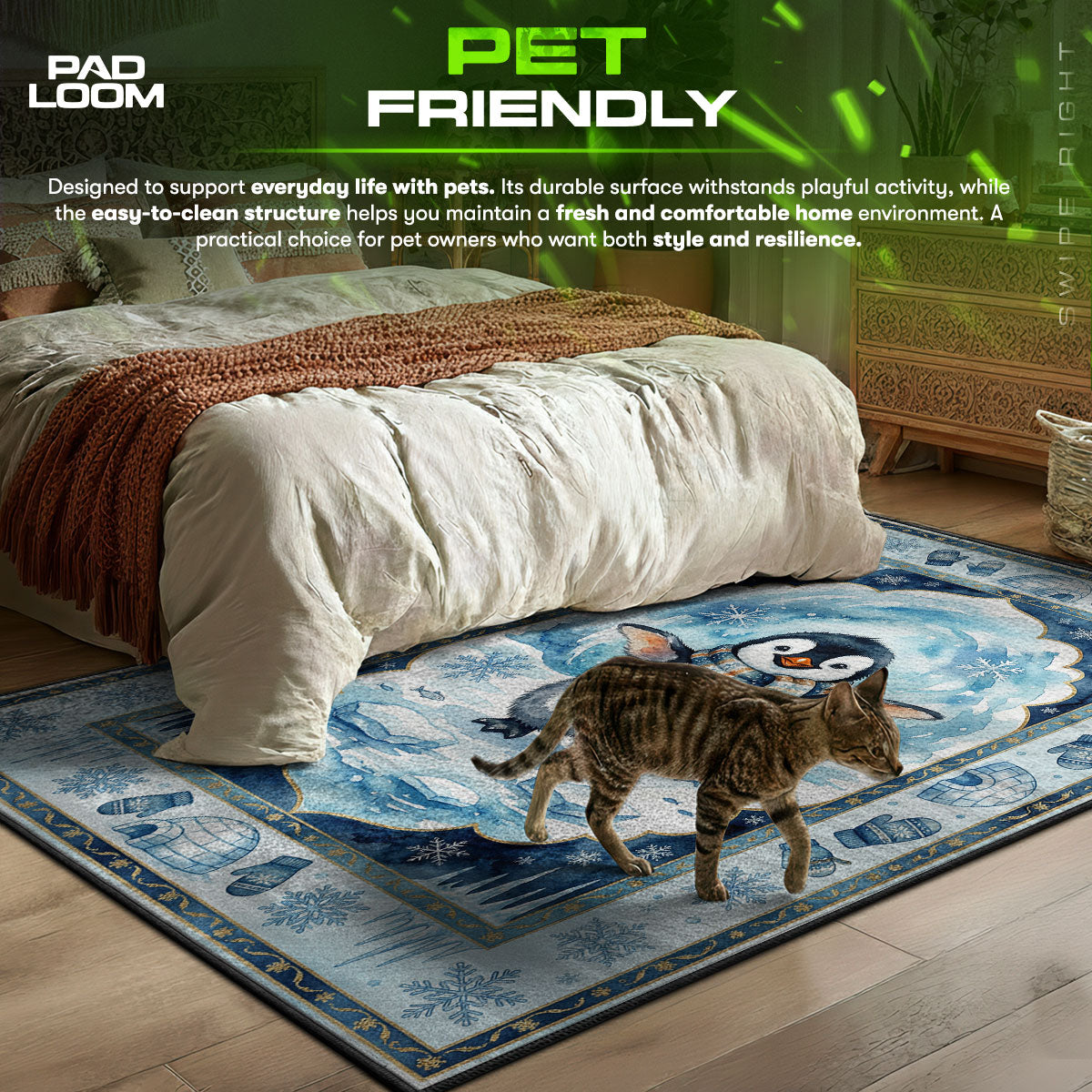 Cute Winter Penguin Rug - Kids Room Floor Mat