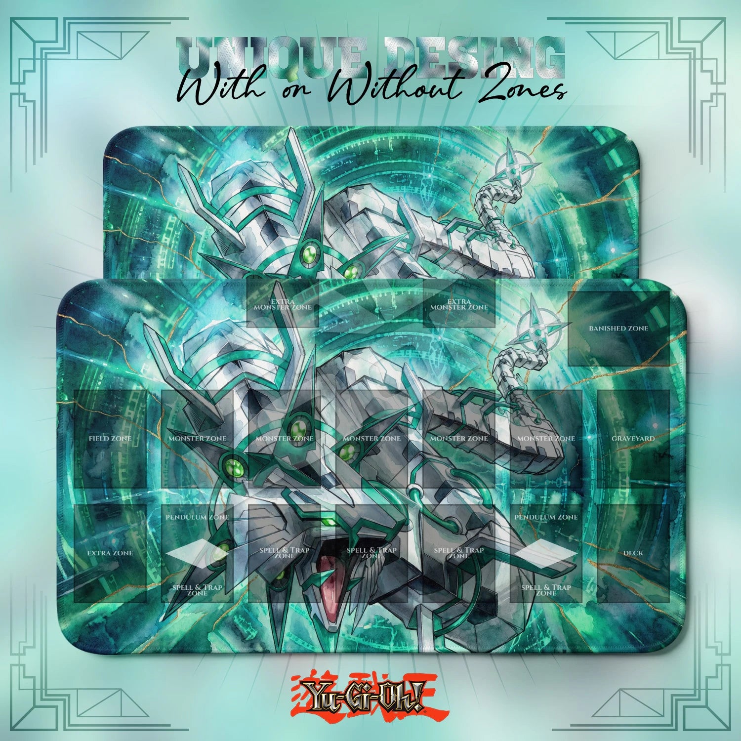 Cyber Dragon Overdrive Playmat – With Zones and Without Zones layouts compared