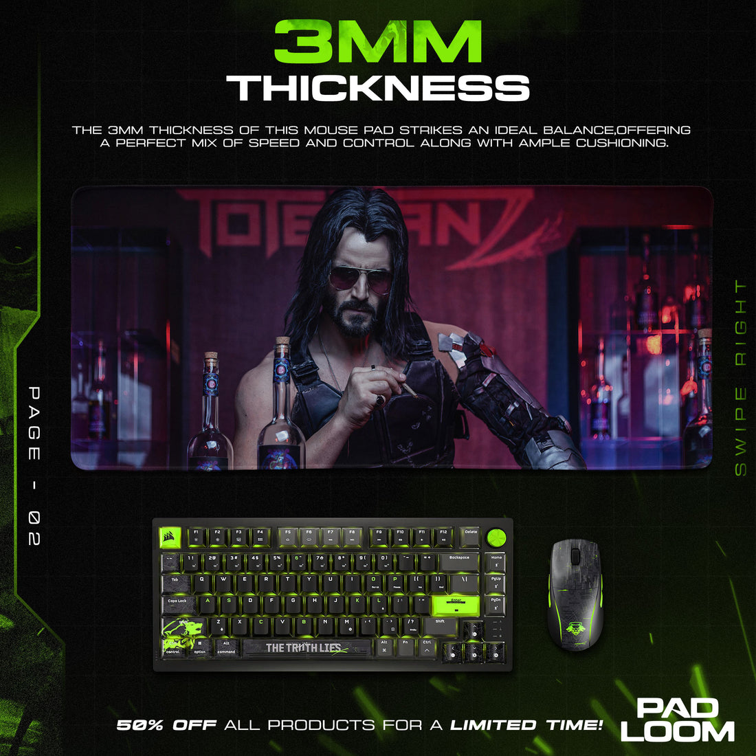 Cyberpunk 2077 Mouse Pad, Johnny Silverhand Bar Scene Game Desk Mat